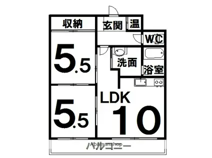 帯広マンション第1(2LDK/3階)の間取り写真