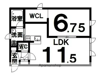 ラミアール弥生通(1LDK/1階)の間取り写真