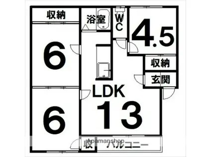 田中マンション(3LDK/2階)の間取り写真