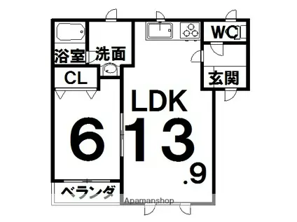 K&KコーポラスF(1LDK/2階)の間取り写真