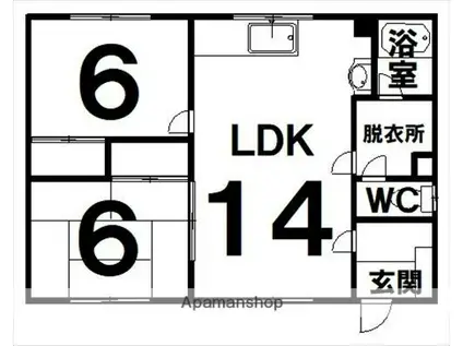 サトウタカシ様貸ＡＰ　Ａ棟(2DK)の間取り写真