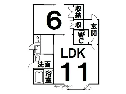 コーポイケダC(1LDK/1階)の間取り写真