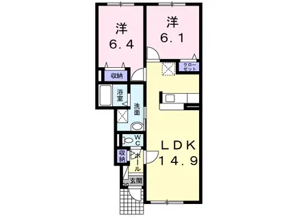 ノースバレー(2LDK/1階)の間取り写真