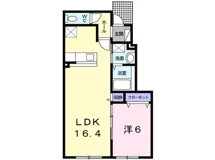 エシャロット(1LDK/1階)の間取り写真