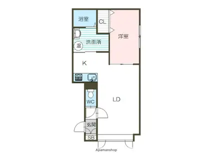 ティアラ(1LDK/1階)の間取り写真