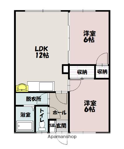 大川マンションB(2LDK/1階)の間取り写真