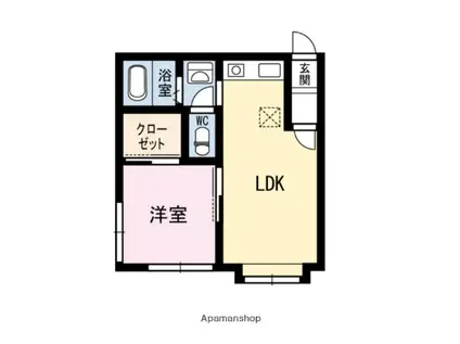 パールセント413(1LDK/1階)の間取り写真