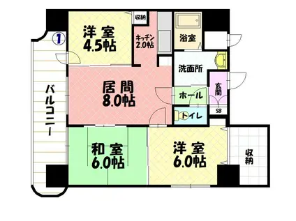 ノルテ1条通(3LDK/3階)の間取り写真