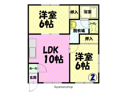 サンコート神楽(2LDK/1階)の間取り写真