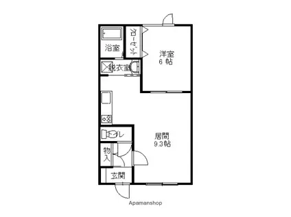 プログレスA棟(1LDK/1階)の間取り写真
