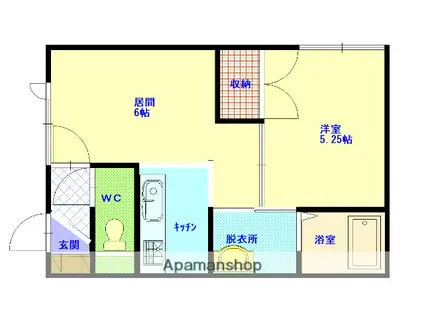 パシフィックハイツ(1LDK/1階)の間取り写真
