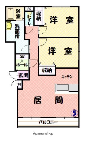 エスティ三番舘214-10(2LDK/4階)の間取り写真