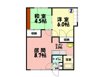 新都パルティール(2LDK/2階)の間取り写真