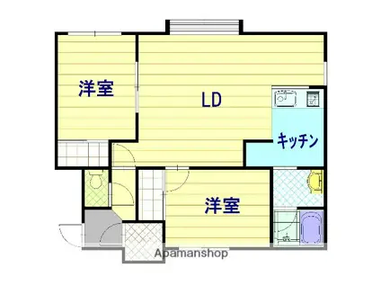 ピンクウェーブⅡ(2LDK/2階)の間取り写真