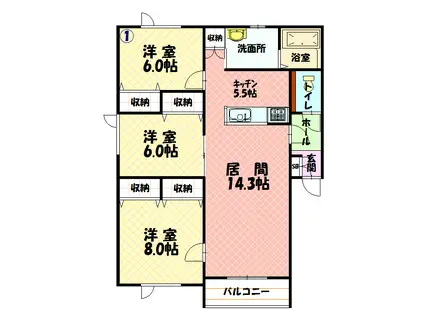 クレア2・4(3LDK/3階)の間取り写真