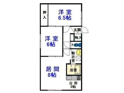 ジューヌフィーユ北門(2LDK/1階)の間取り写真
