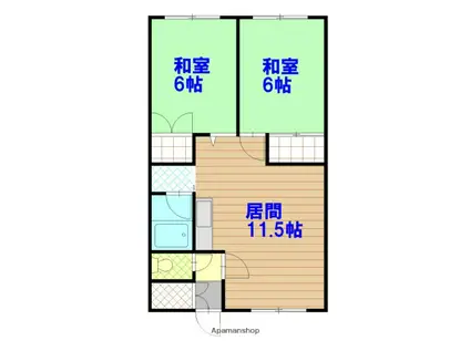 豊岡一三ハイツ(2LDK/2階)の間取り写真