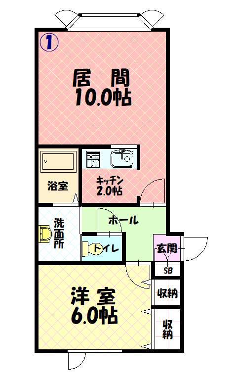 レストクローヴ(1LDK/1階)の間取り写真