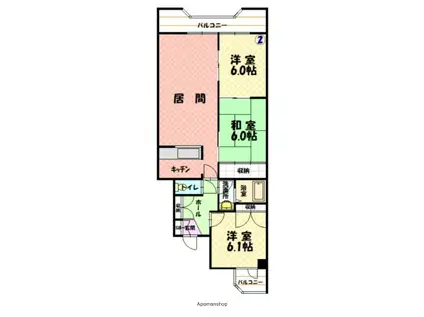 デベックス豊岡4・3(3LDK/2階)の間取り写真