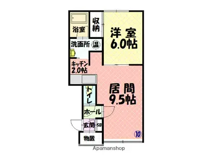 ベラーノD棟(1LDK/1階)の間取り写真