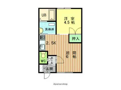 ベルメゾン8(1DK/1階)の間取り写真