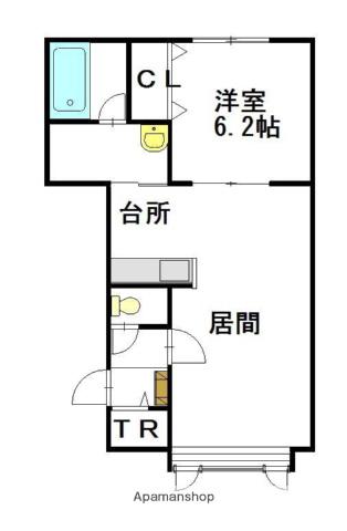 ブレイブリィⅢ(1LDK/1階)の間取り写真