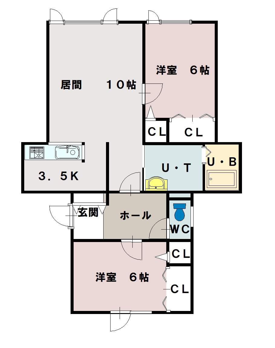 TBRIDGE REST(2LDK/1階)の間取り写真