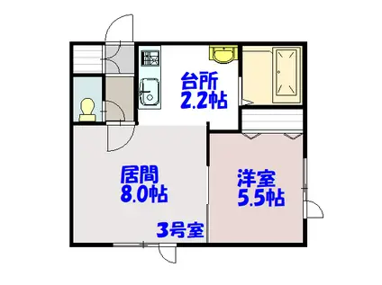 ピースフルⅡ(1LDK/2階)の間取り写真