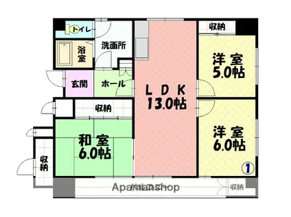 サニーハイツ220(3LDK/3階)の間取り写真