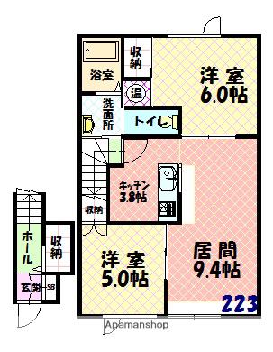 ラ・マトリスⅡ(2LDK/2階)の間取り写真