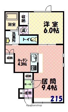 ラ・マトリスⅡ(1LDK/1階)の間取り写真