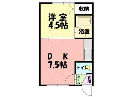 117ハイツ(1DK/2階)の間取り写真