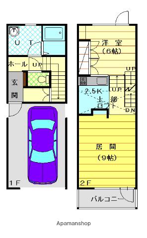 N.M.S A棟(1LDK/1階)の間取り写真