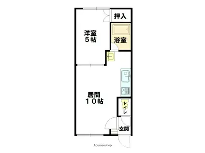 ハンドレッドヴィレッジH棟(1LDK/2階)の間取り写真