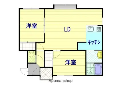ピンクウェーブⅠ(2LDK/2階)の間取り写真