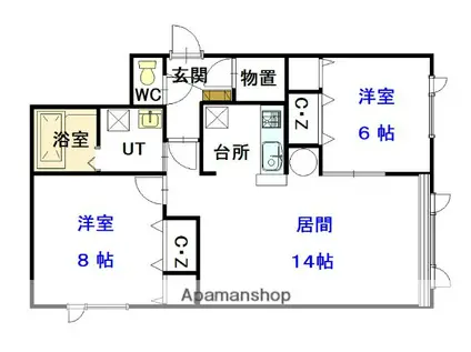 ミッキーハウス(2LDK/2階)の間取り写真