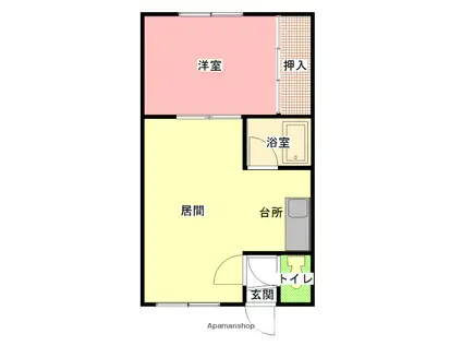 ブルーハウス(1LDK/2階)の間取り写真