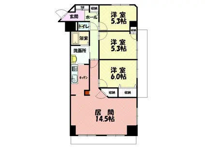 オークヒルズ2.6(3LDK/3階)の間取り写真
