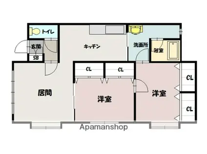 エターナル(2LDK/2階)の間取り写真
