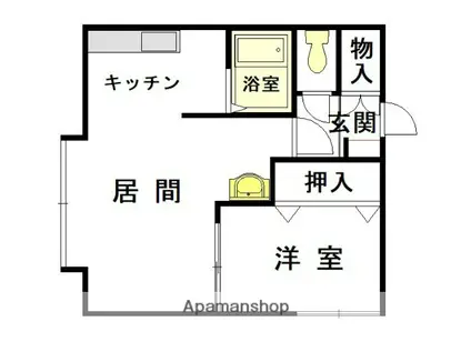 ラルクアンシエル(1LDK/1階)の間取り写真