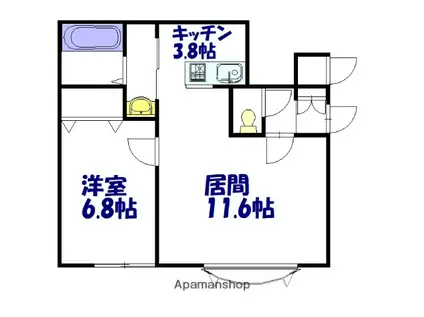 STウエスト(1LDK/1階)の間取り写真