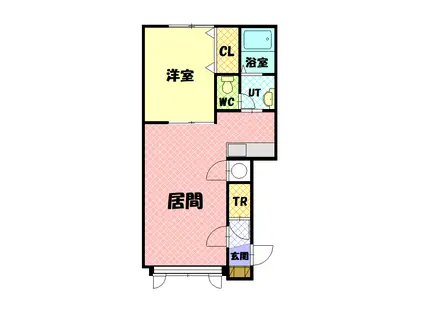 プレズィール豊岡B(1LDK/2階)の間取り写真