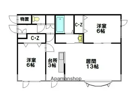 ノースアコード新富A棟(2LDK/2階)の間取り写真