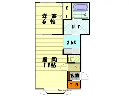 Eーフローレス(1LDK/1階)の間取り写真