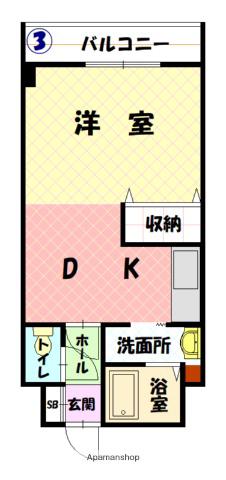 8条ビル(1DK/5階)の間取り写真