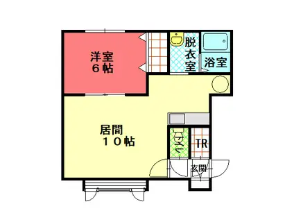 宗谷本線 永山駅 徒歩35分 2階建 築22年(1LDK/1階)の間取り写真