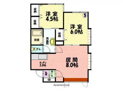 サイレンスコートB(2LDK/1階)の間取り写真
