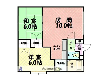 サンヒルズ石狩(2LDK/2階)の間取り写真