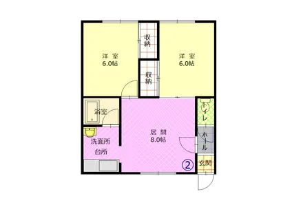 ニューポート(2LDK/2階)の間取り写真