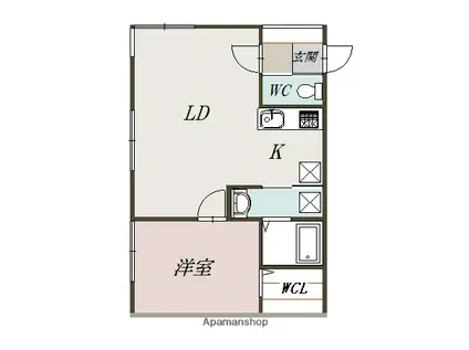 プロスパラスA棟(1LDK/1階)の間取り写真